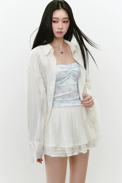 Linen Lace Beaded Top