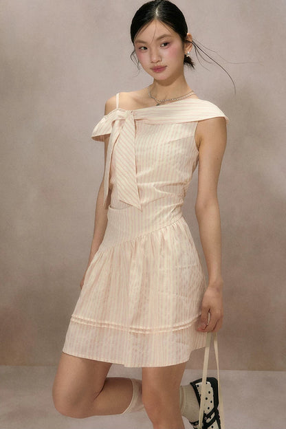 Pink Striped Mid-Length Dress