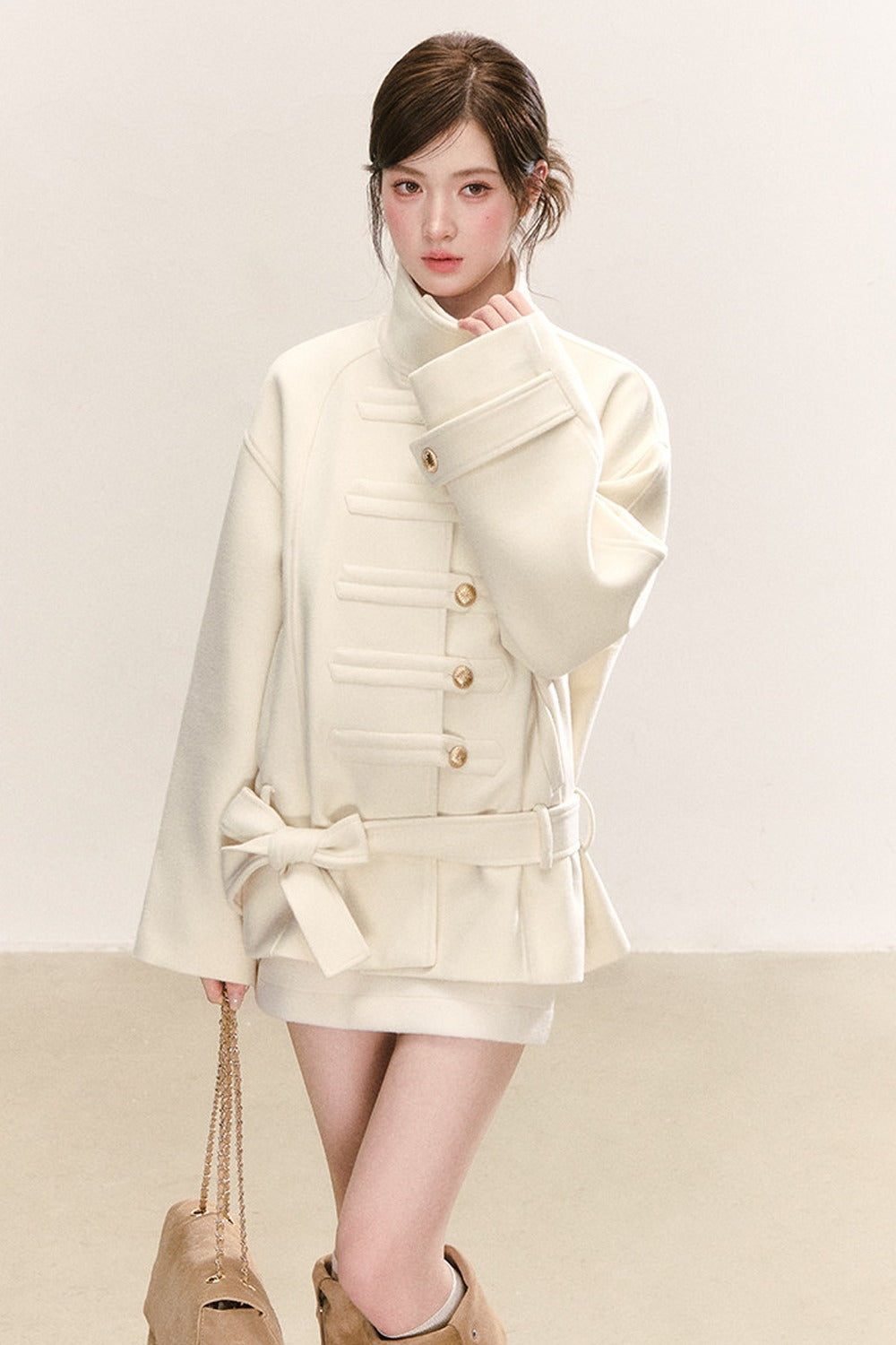 Loose Stand Collar Woolen Jacket