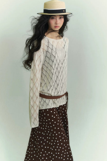 Japanese Paper Yarn Lattice Sweater