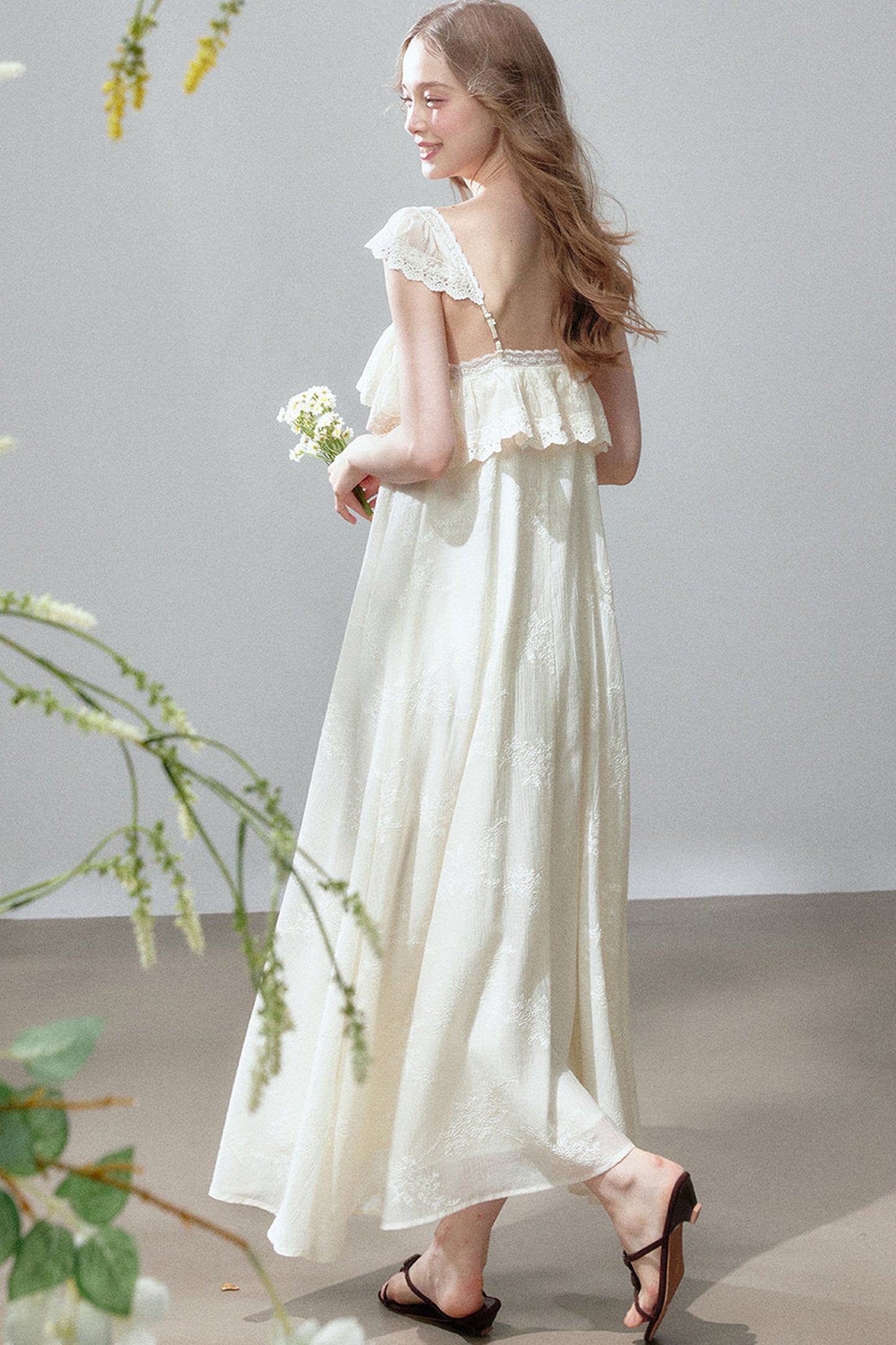 Lace Ruffle Vacation Dress