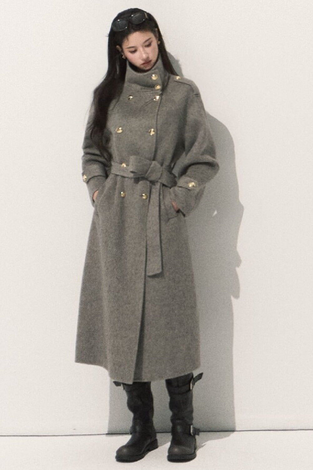 Cappotto in pura lana con cintura