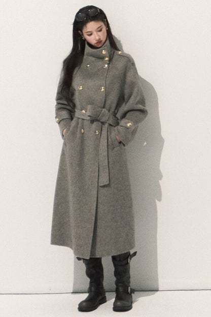 Cappotto in pura lana con cintura