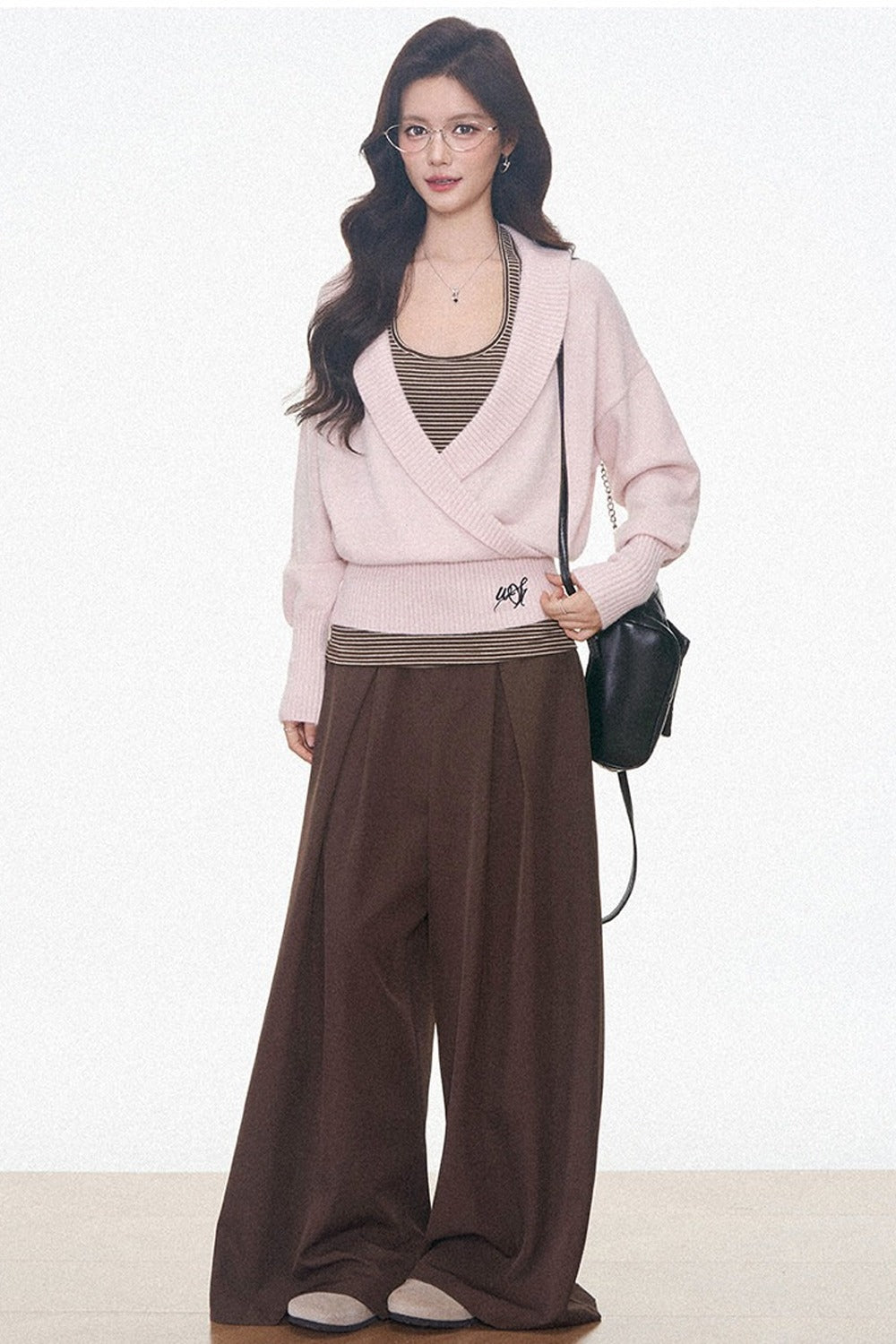 Westayone Long-Sleeved Knitted Sweater and Wide-Leg Pants Set-Up