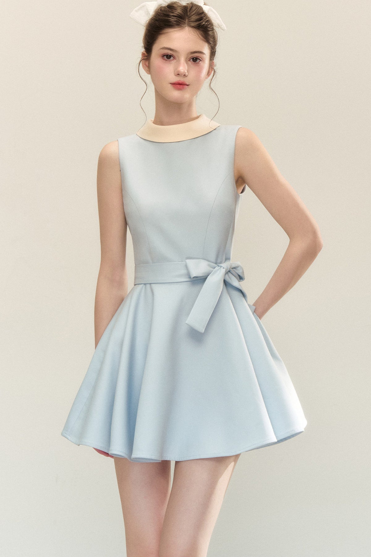 Hepburn Style Tie Waist Dress