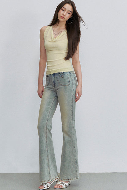 Retro Denim Flared Jeans