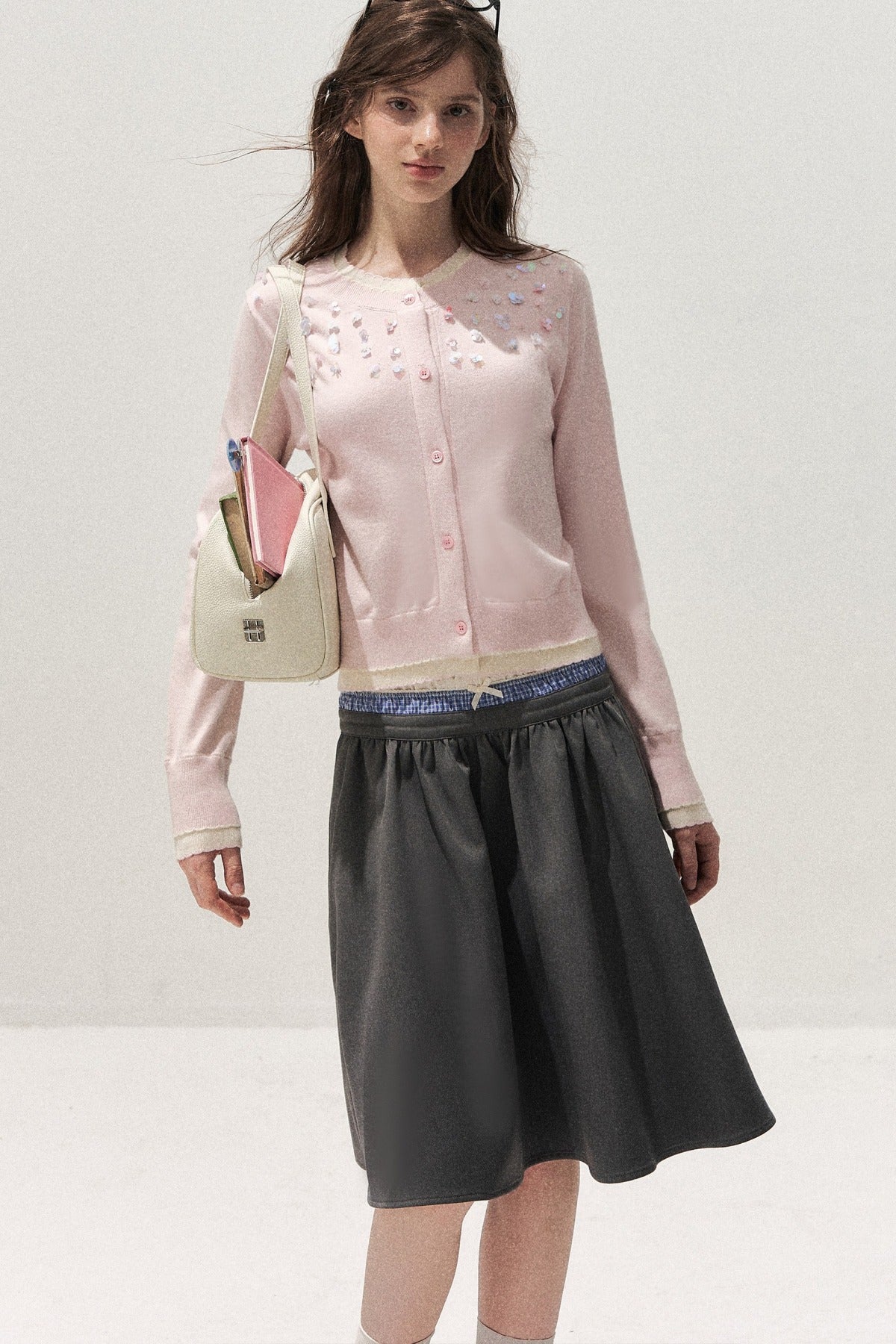 Hand-Beaded Layered-Look Cardigan