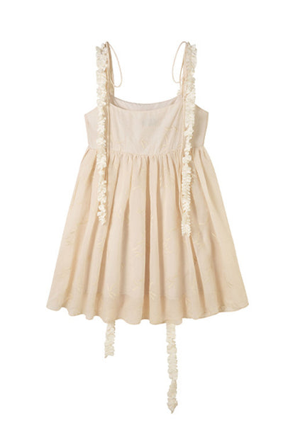Floral Jacquard Ruffle Strap Dress