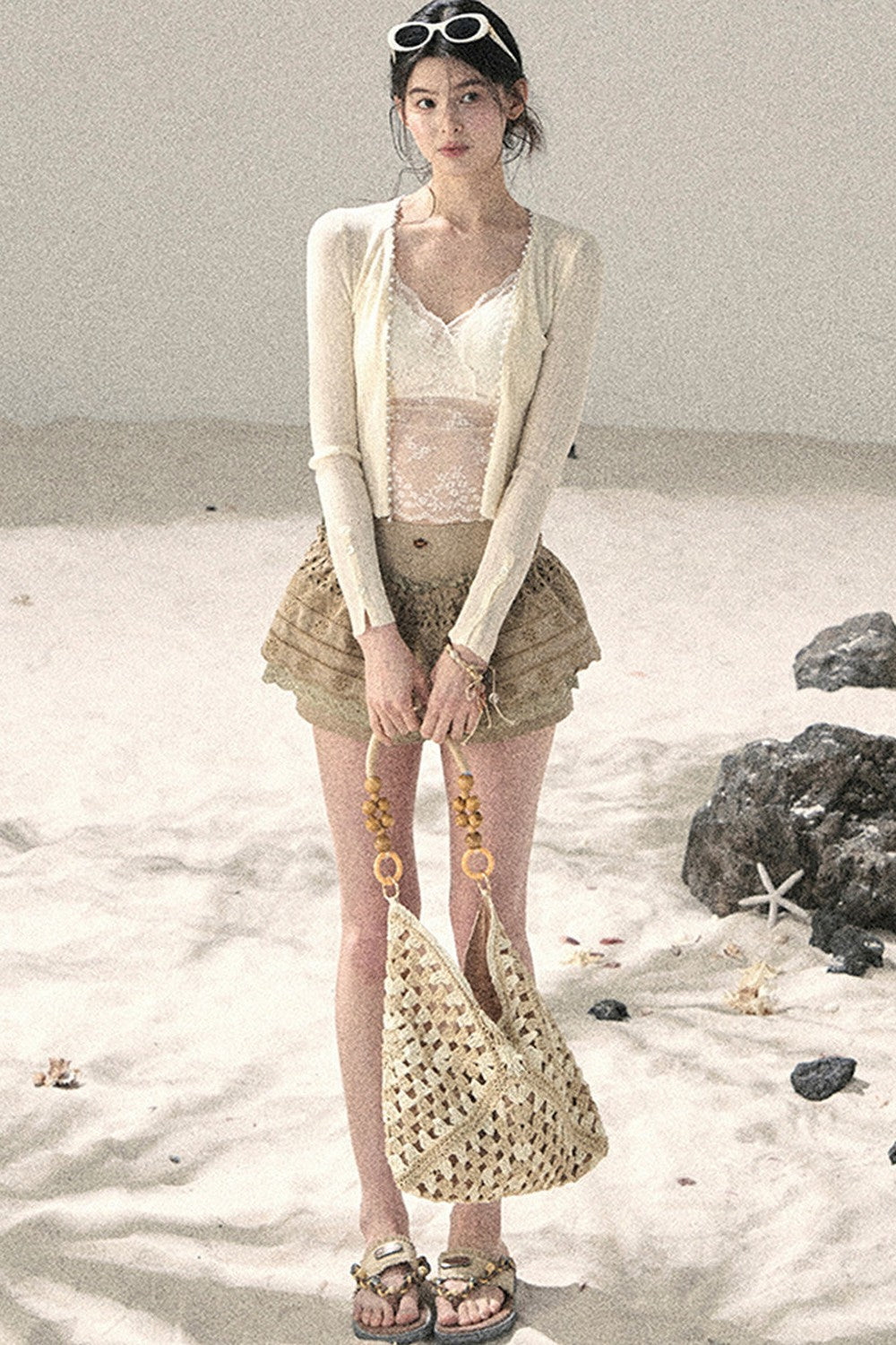 French Sun Protection Knit Cardigan Set