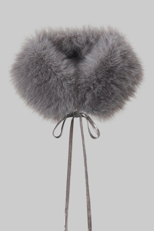 Faux Fox Fur Neck Warmer With Bow