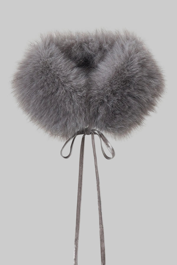 Faux Fox Fur Neck Warmer With Bow