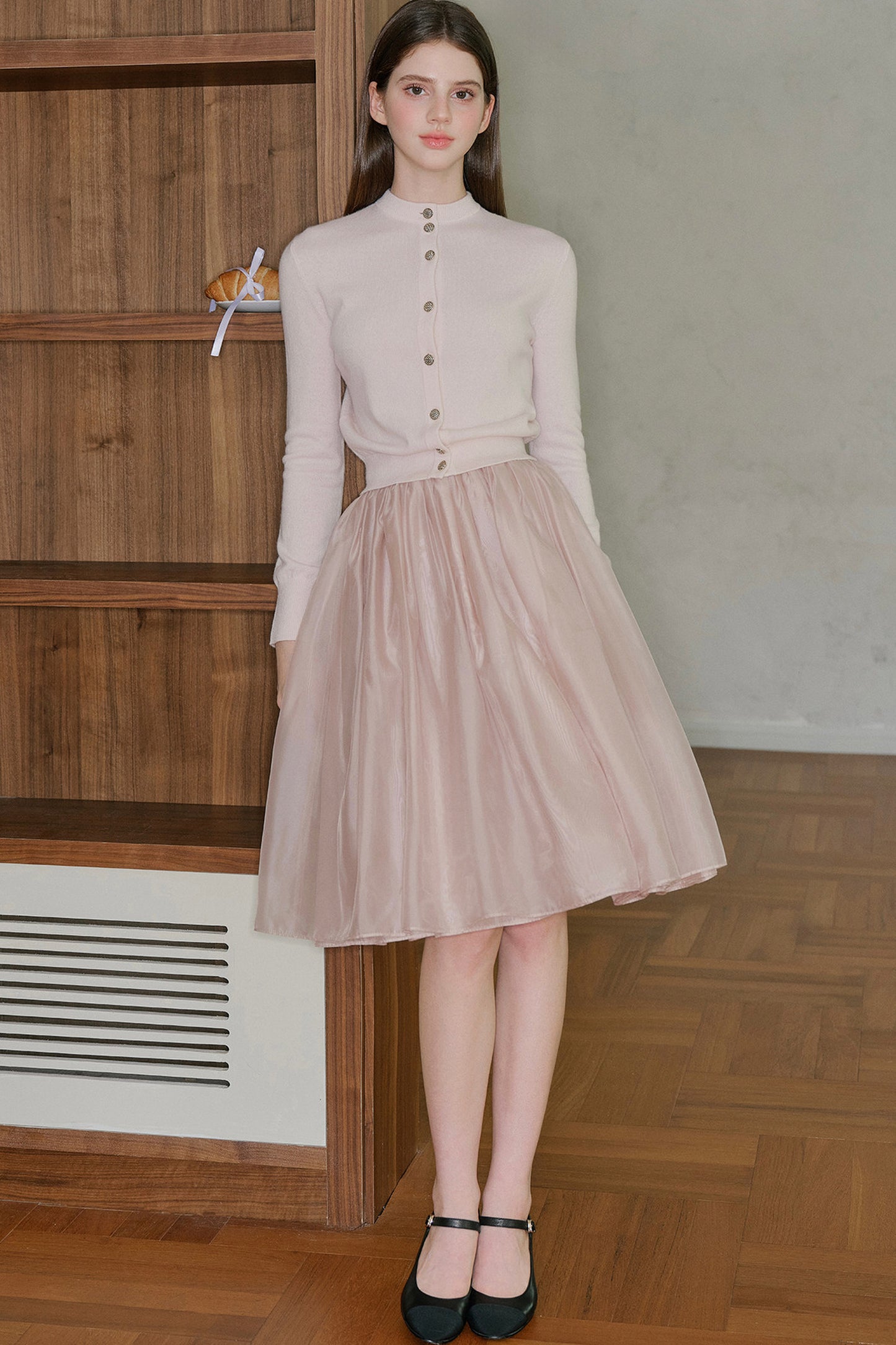 Pearlescent Mesh A-Line Skirt