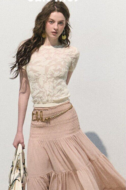 Maglia bohémien in organza lavorata a maglia
