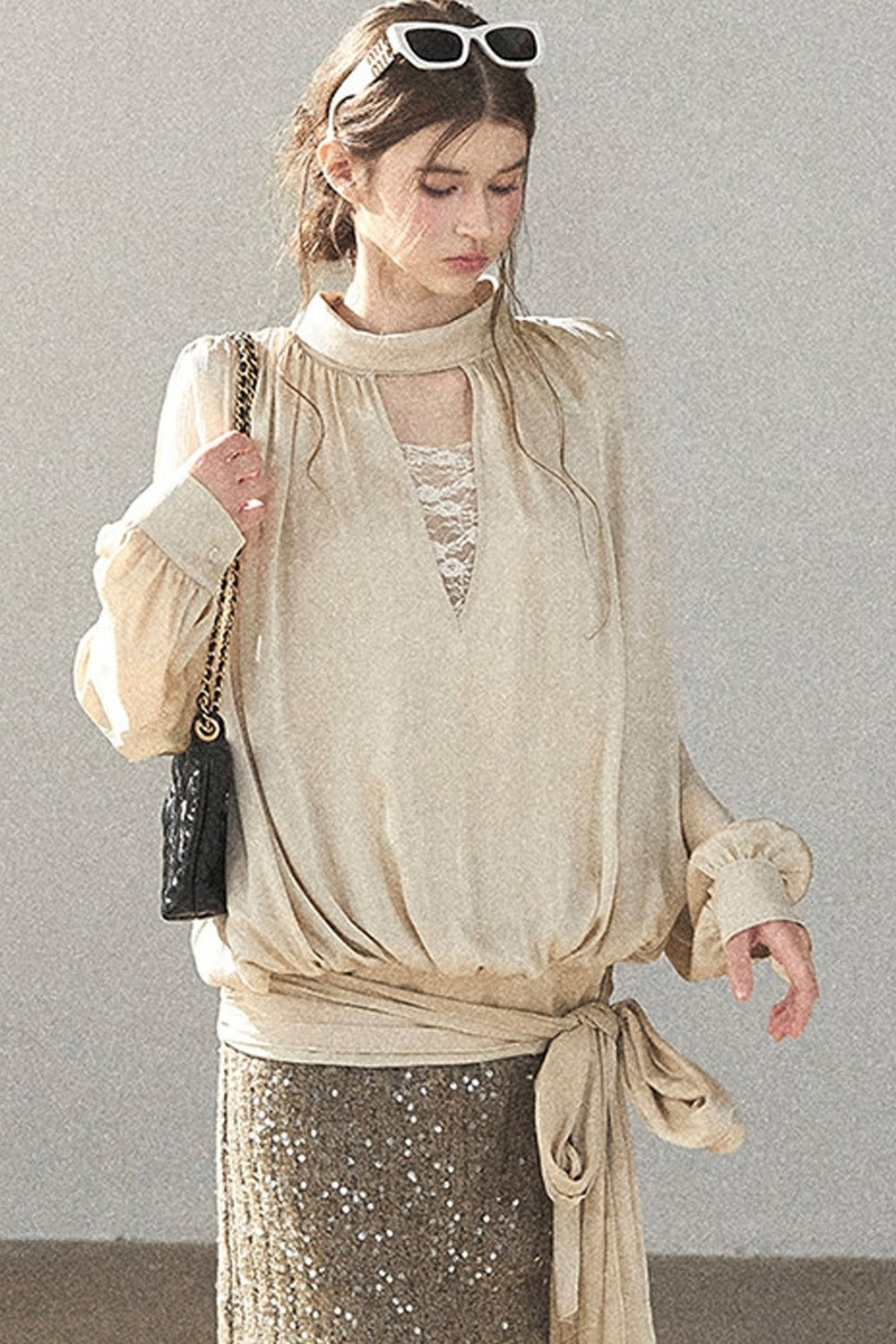 Straight Cut Sequin Lace Skirt