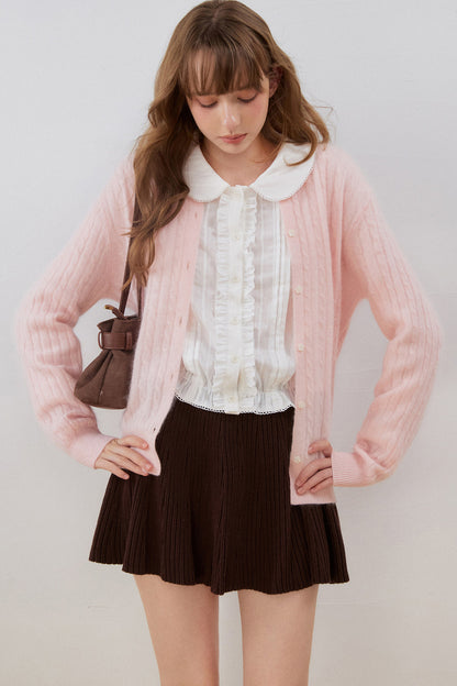 Ruffled Gathered Doll Collar Blouse