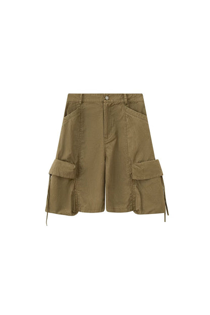 Khaki Washed Pocket Shorts