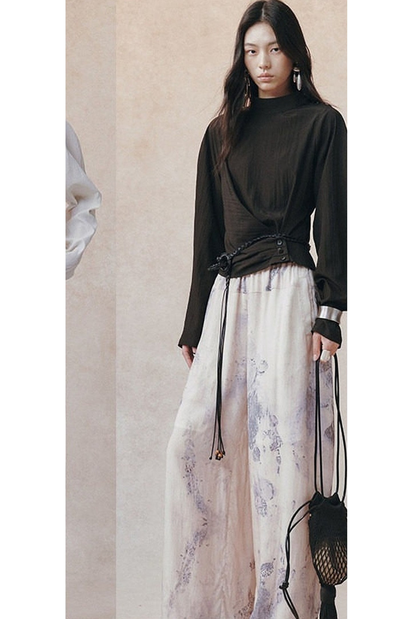Acetate Half Stand Collar Blouse