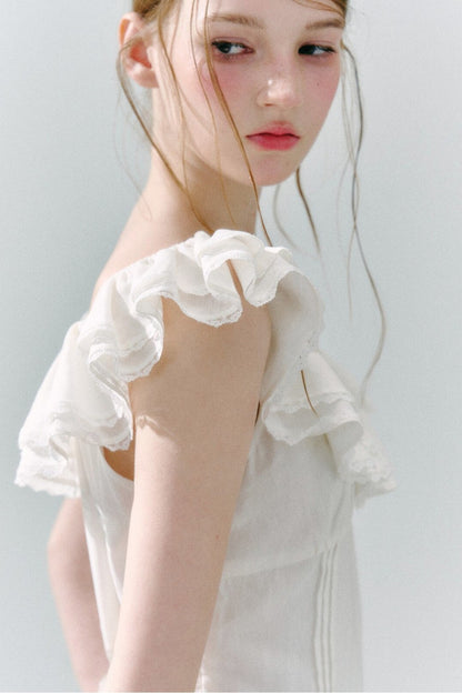 Long Green Linen Blend Dress