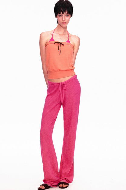 Wool Low-Waisted Drawstring Knit Pants