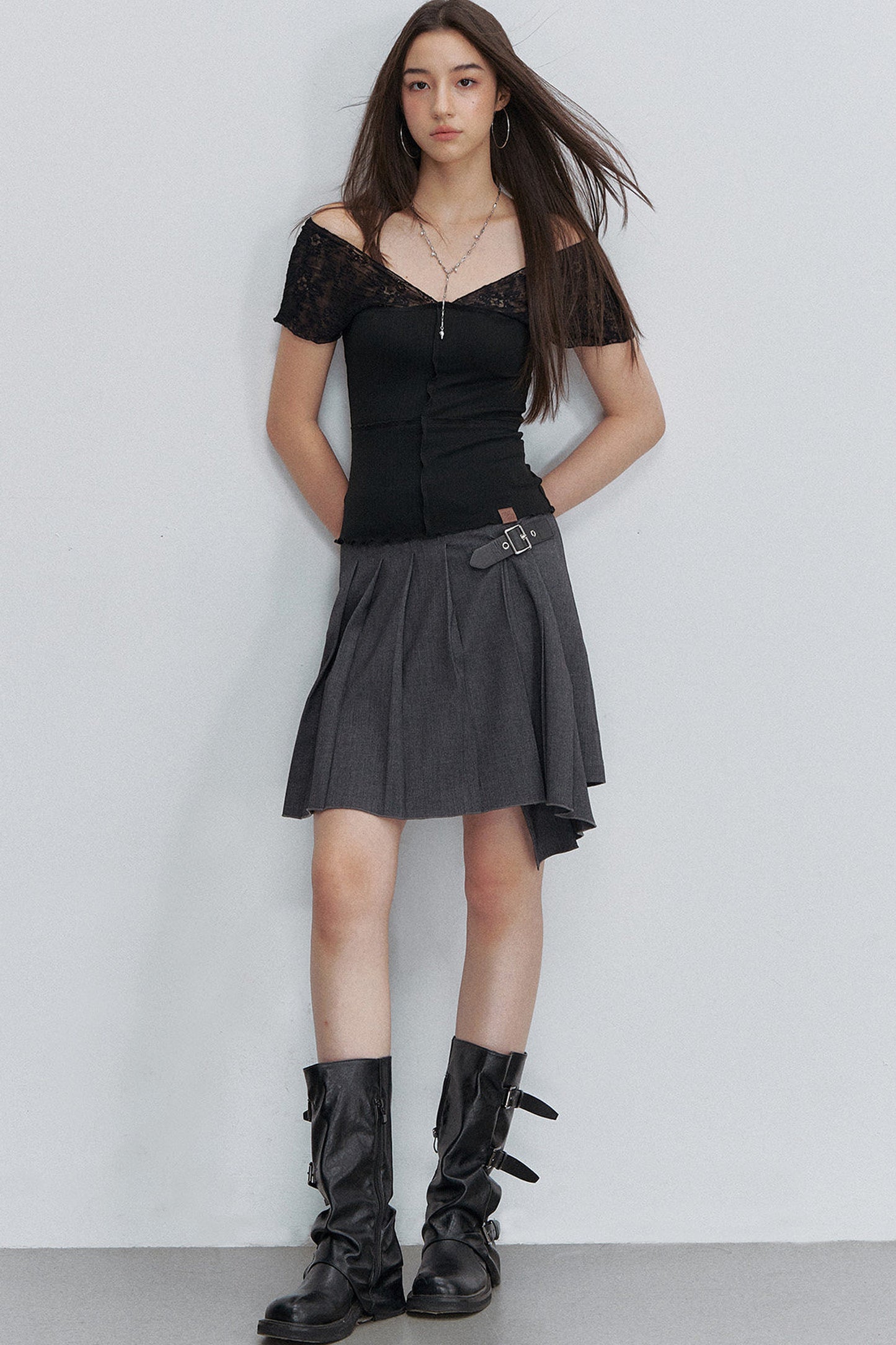 Semi-Transparent Lace Modal Top