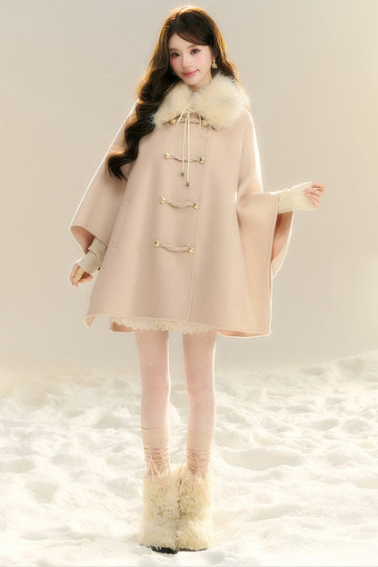100% Wool Fox Fur Napoleon Cape