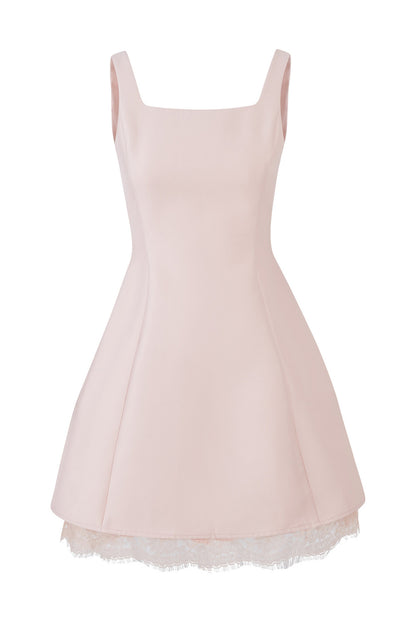 Square-Neck Lace Patchwork Dress