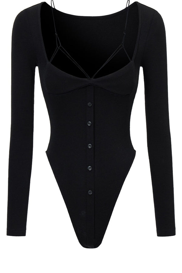 Cat Ear Tie Waist Knit Bodysuit
