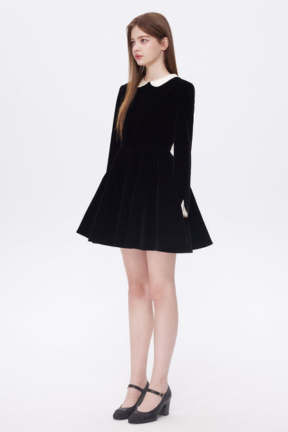 Doll Collar Velvet Dress