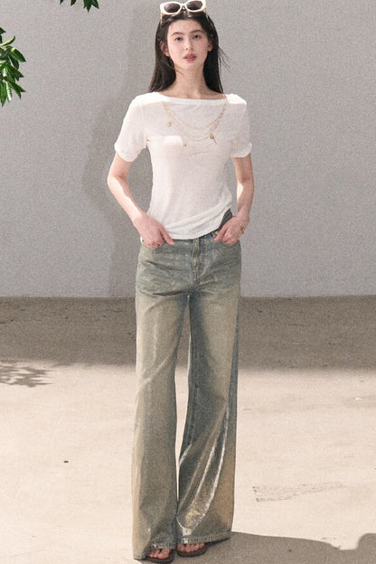 Retro Gradient Cotton Jeans