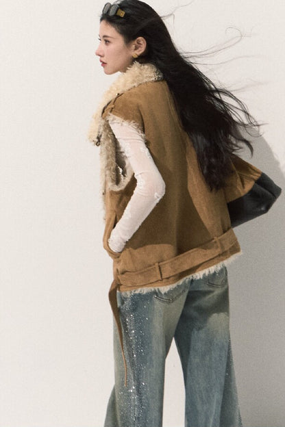 Reversible Suede Shearling Jacket Vest