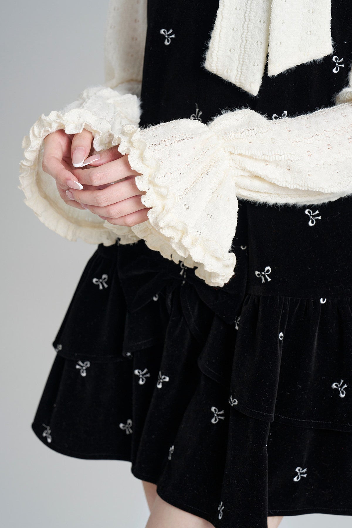 Black Velvet A-Line Dress and Top Set-Up