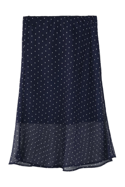 Navy Polka Dot Double-Layer A-Line Mesh Skirt
