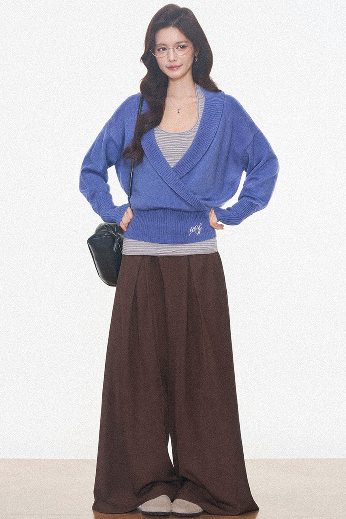 Westayone Long-Sleeved Knitted Sweater and Wide-Leg Pants Set-Up