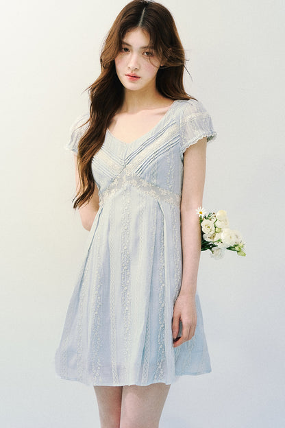 자수 레이스 레트로 원피스