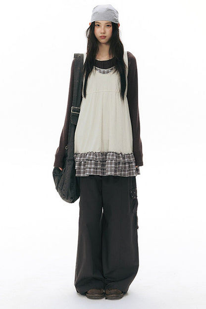 Pleated Striped Knit Base Layer Top