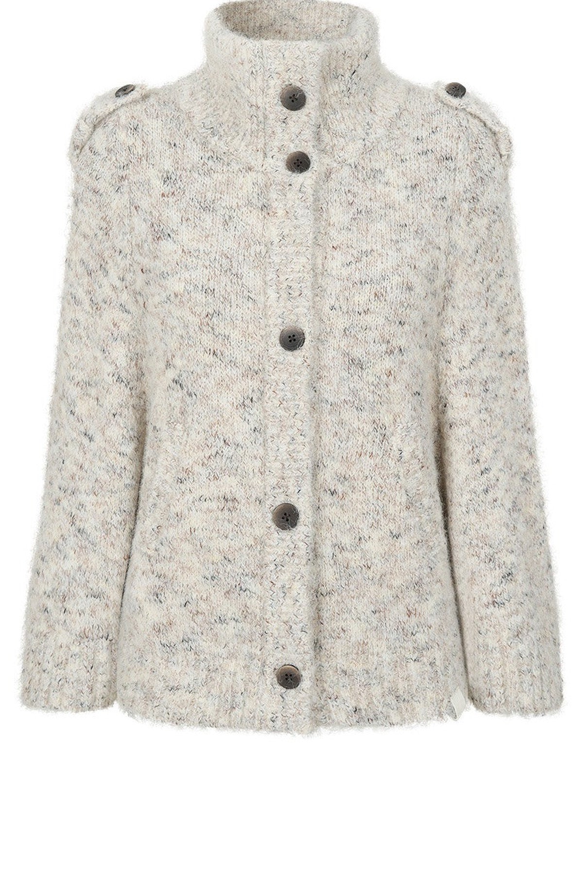 Stand Collar Corsage Knit Cardigan