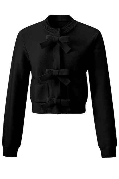 Bow Tie Long-Sleeve Cardigan