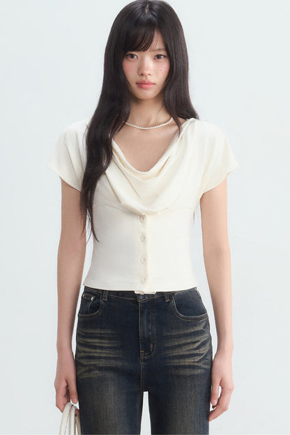 French Swing Collar Single-Breasted Blouse