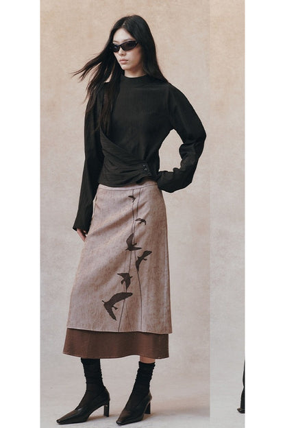 Acetate Half Stand Collar Blouse