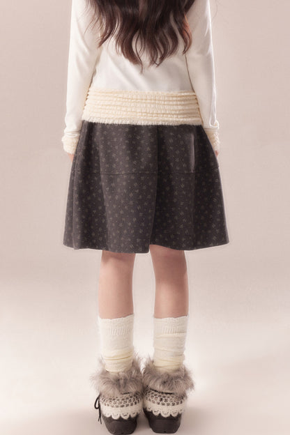 All-Over Floral Print Elastic Waist A-Line Skirt