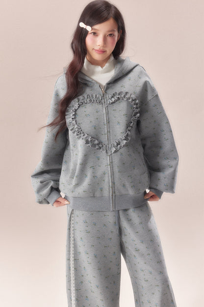 Floral Heart Hoodie and Scimitar Pants Set-Up