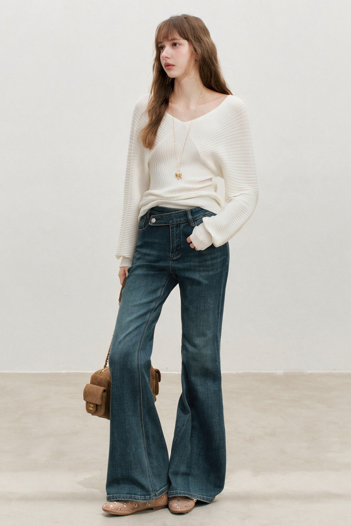 High-Waist-Schlagjeans