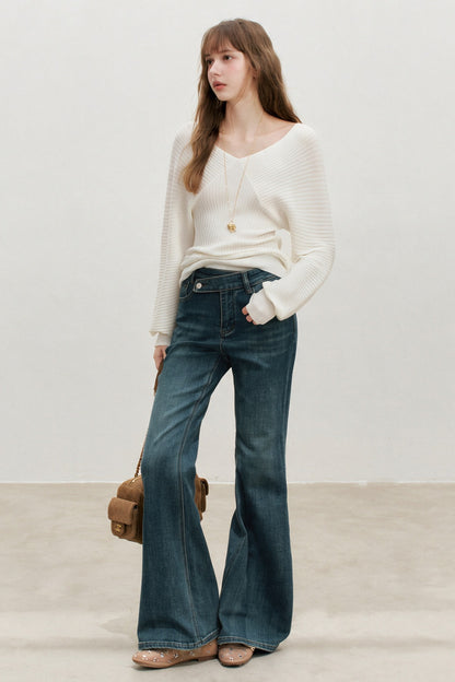 High-Waist-Schlagjeans