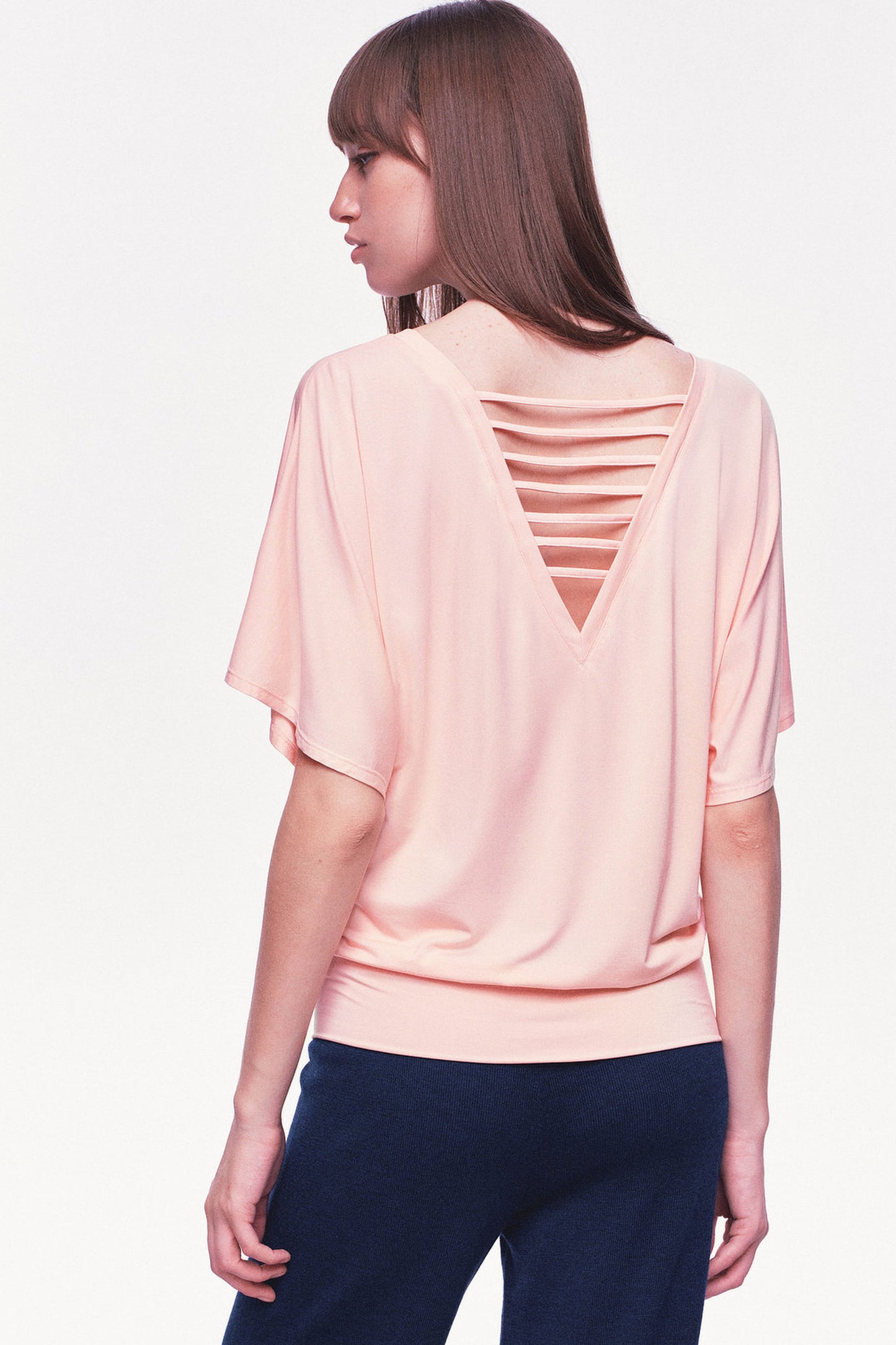Modal Knit V-Neck Batwing Top