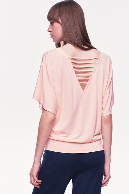 Modal Knit V-Neck Batwing Top