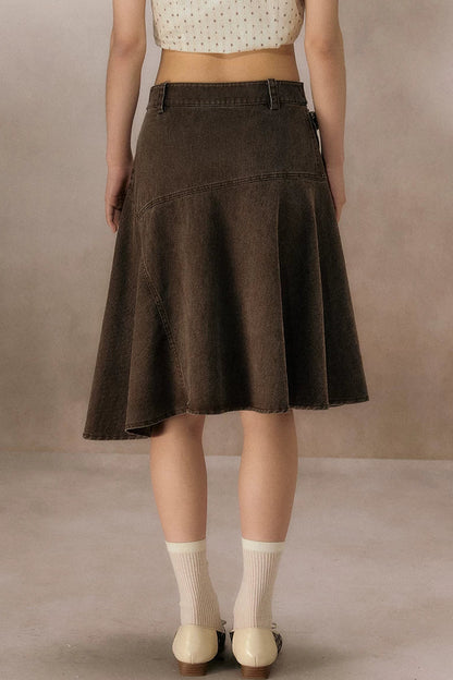 Irregular Denim A-Line Skirt