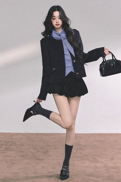 Klein Blue Plaid Blouse