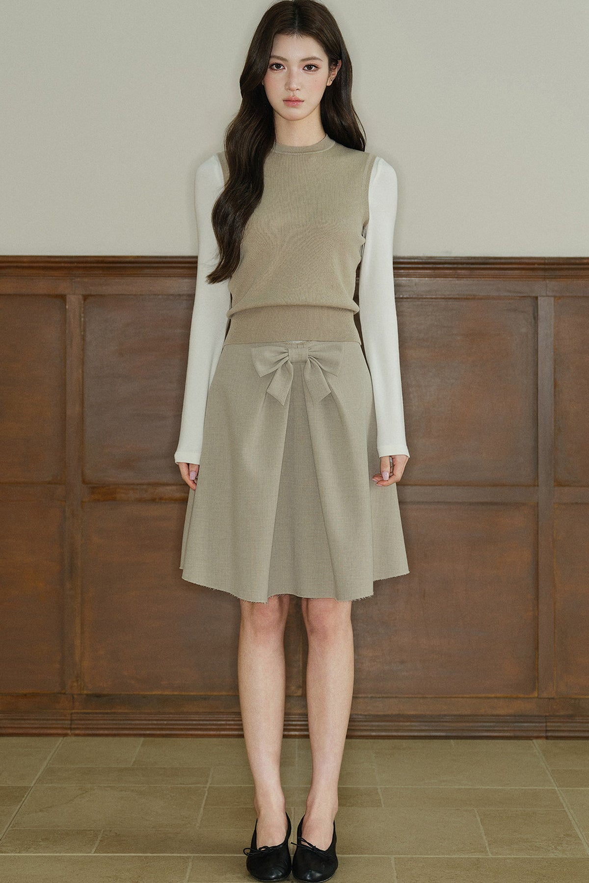 Long-Sleeved Round-Neck Knit Base Layer Top