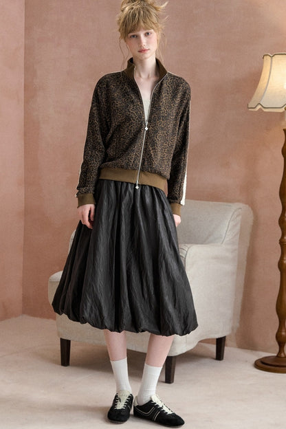 Textured Flower-Bud Mid-Length Skirt