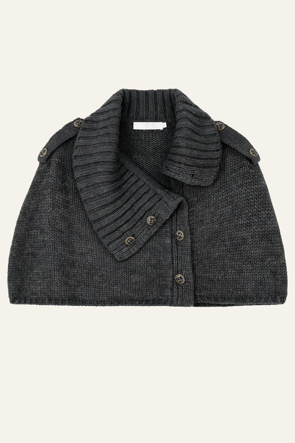 Short Button-Up Wool Cape